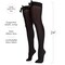 Bow Accent Thigh Highs - Black Over the Knee High Stockings with Black Satin Ribbon Bow Accent for Women and Girls